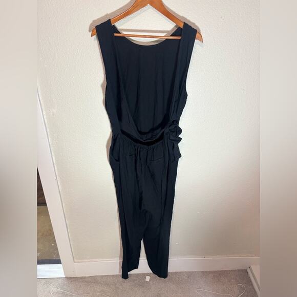 Women’s Marine Layer Black Sleeveless Romper Jumpsuit Large Tie Back - Picture 4 of 4